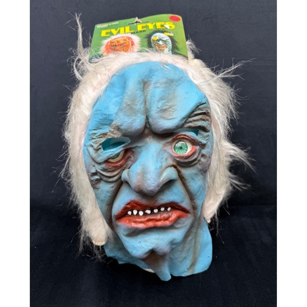 Vintage Ben Cooper Latex Halloween Mask Blue Ghoul Zombie Monster Evil Eye NOS